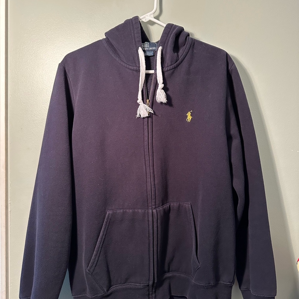 Ralph Lauren Dark Blue Hoodie with Yellow Emblem
